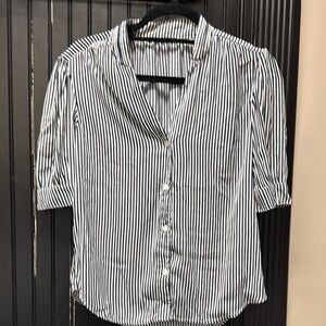 T Tahari Monochrome Striped Blouse